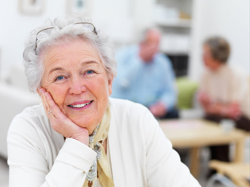 Closeup portrait of a smiling senior woman