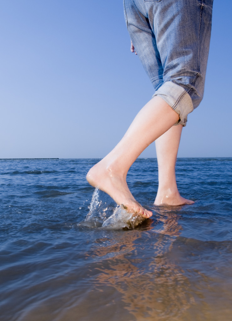 walking on the beach