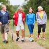 Active seniors walking outside.